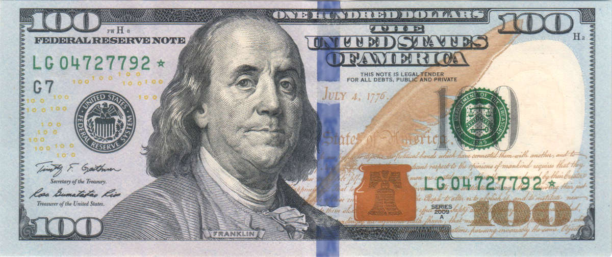 One hundred USD bill